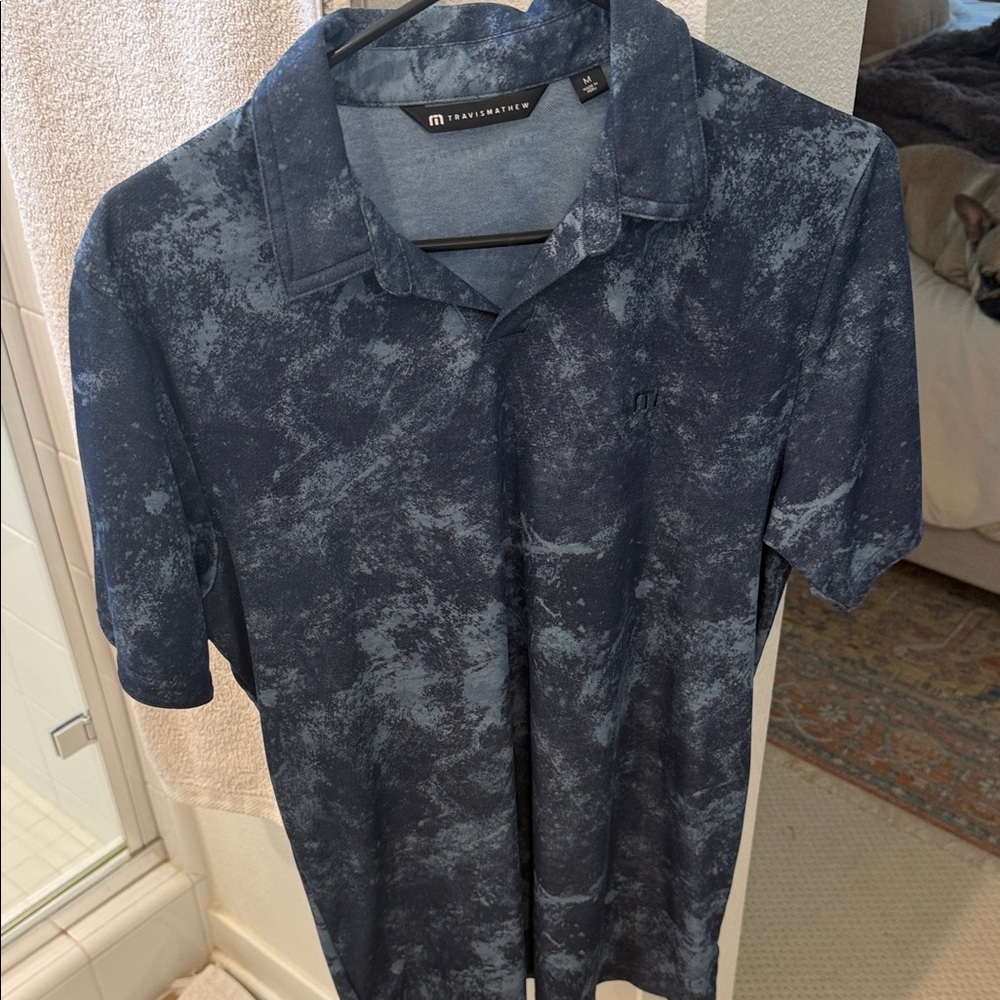 Travis Mathew Patterned Navy Polo Shirt